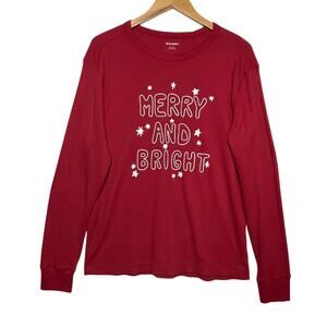 CHRISTMAS Merry and Bright Red Thermal long sleeve Old Navy Knit top